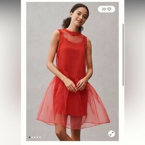 Red, organza BHLDN dress